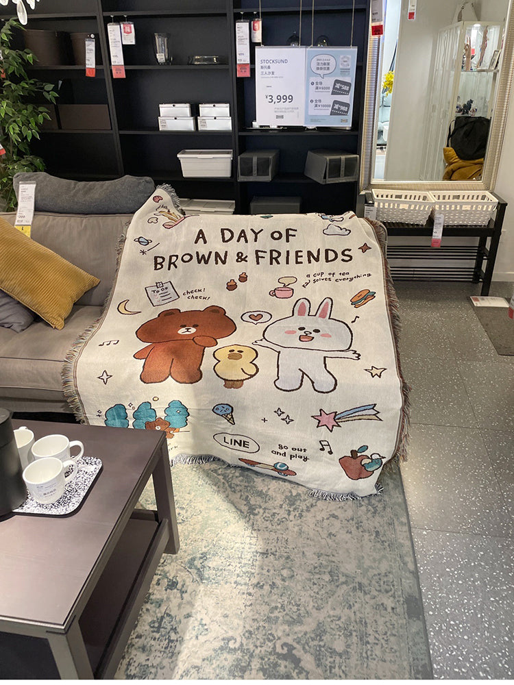 Line friends Thread Blanket, Throw Blanket Sofa Blanket