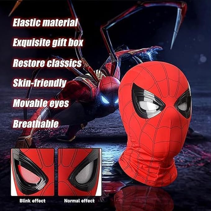 Spider-Man Mask – Touch Sensor LED Light-Up Eyes with Mechanical Eye Movement with remote
