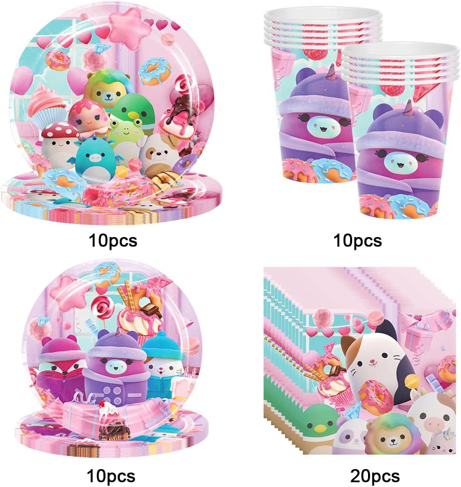 Squishmallow Party Supplies for Kids’ Birthday Party decorations Tableware plate cup Set
