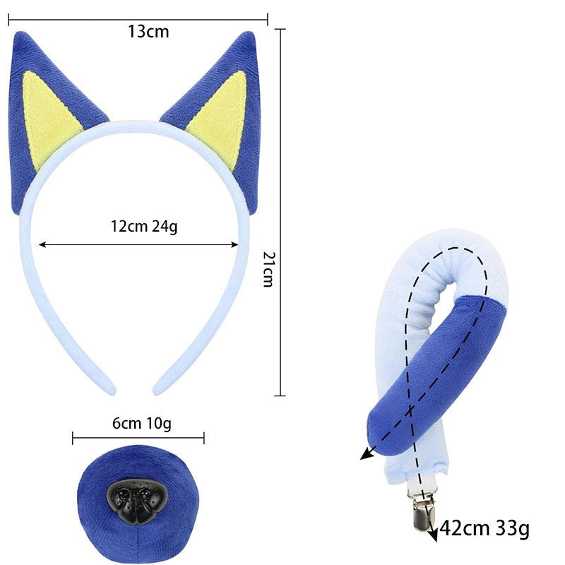 Bluey Dress-Up Set – Includes Ear Headband, Nose, and Tail