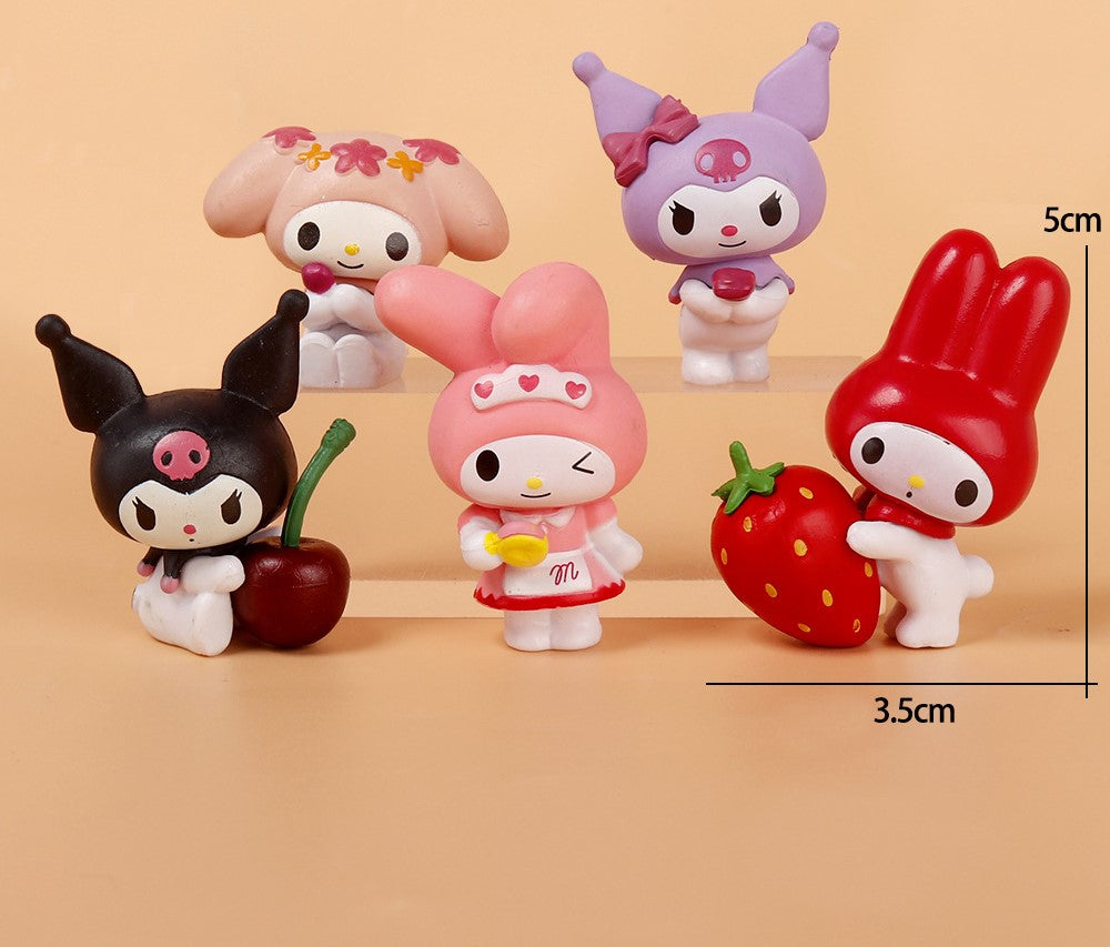 Sanrio Cake Figure Set of 5 Kuromi and Melody Topper Decoration