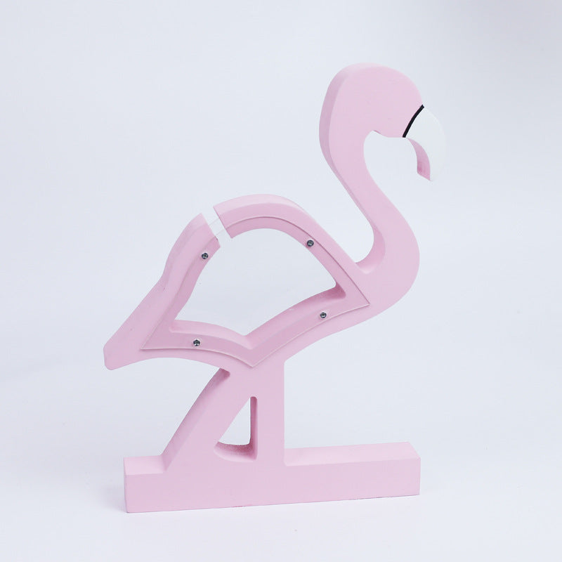 Pink Flamingo Wooden Craft Piggy Money Bank