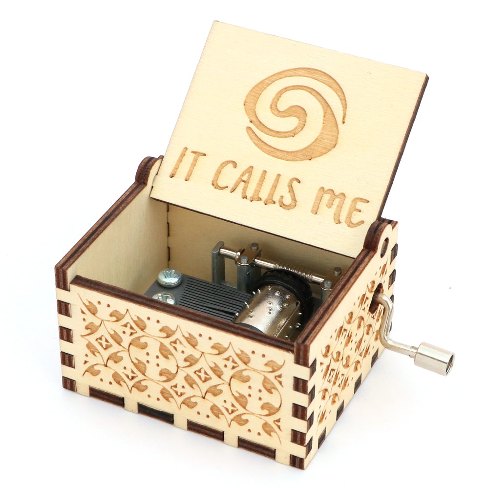 Moana Music Box Hand Crank Carved Wooden Musical Box