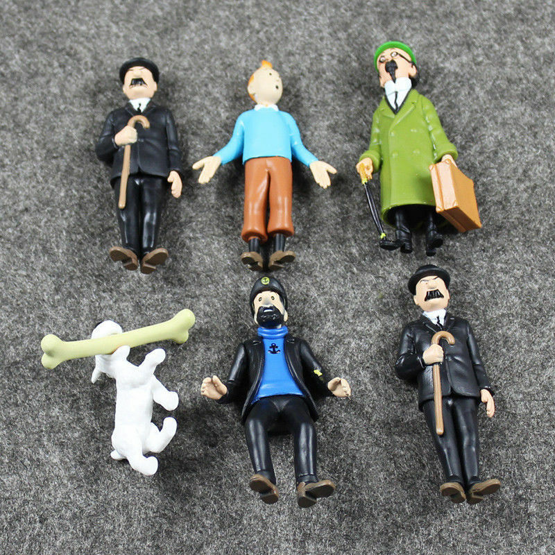 The Adventures Of Tintin 6 PCS Action Figure Snowy Captain Haddock Thompson Toys