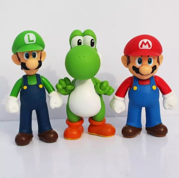 3PCS Super Mario Figures Toy, Cake Topper - Mario and Luigi and Yoshi