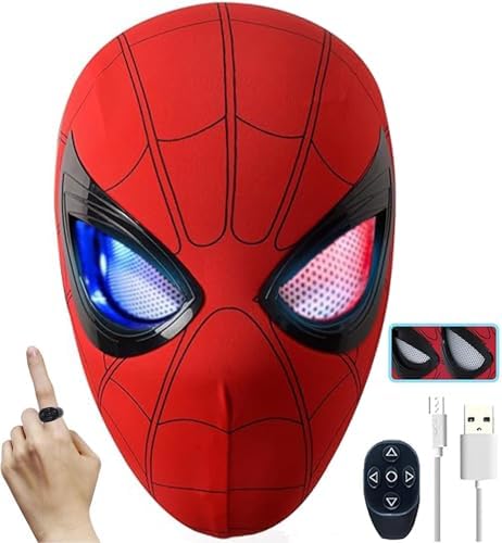 Spider-Man Mask – Touch Sensor LED Light-Up Eyes with Mechanical Eye Movement with remote