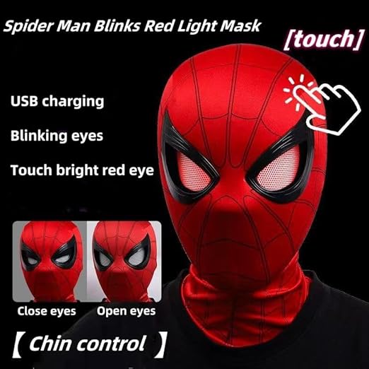 Spider-Man Mask – Touch Sensor LED Light-Up Eyes with Mechanical Eye Movement