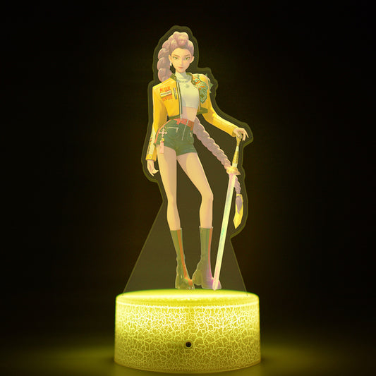 K-Pop Demon Hunter LED Night Light (16-Color Touch & Remote Control | Crack Stylish Base)