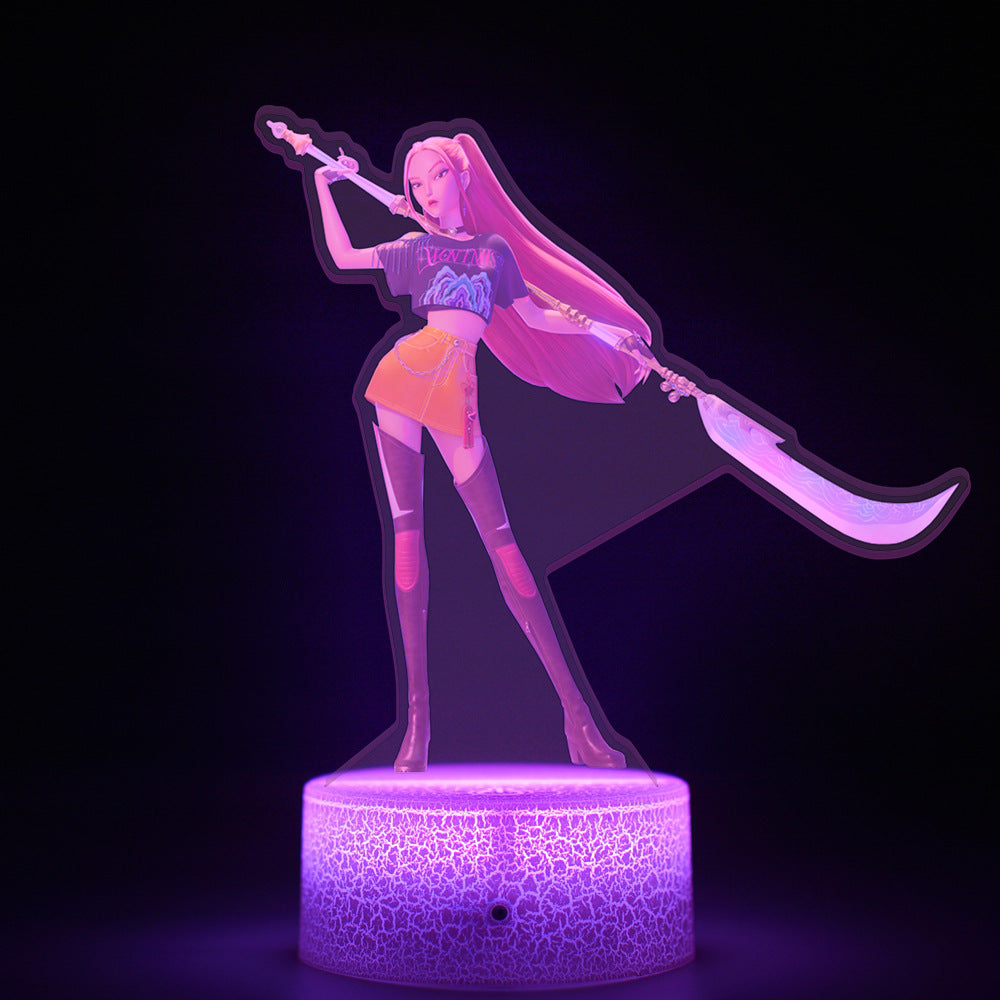K-Pop Demon Hunter LED Night Light (16-Color Touch & Remote Control | Crack Stylish Base)