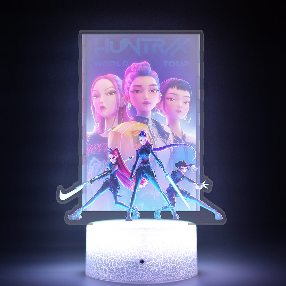 K-Pop Demon Hunter LED Night Light (16-Color Touch & Remote Control Crack Stylish Base