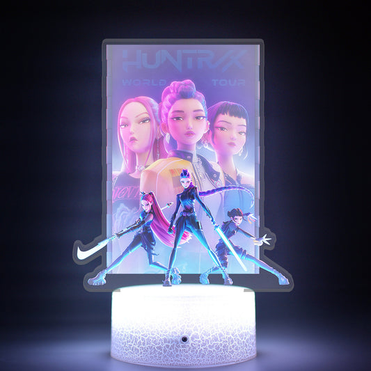 K-Pop Demon Hunter LED Night Light (16-Color Touch & Remote Control Crack Stylish Base