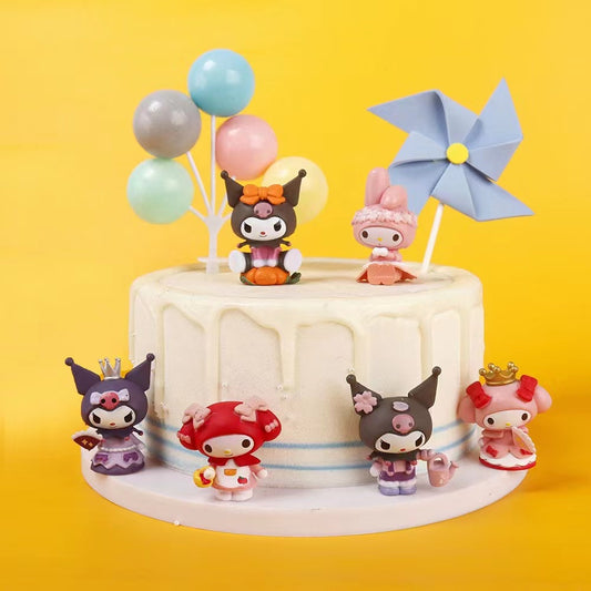 Sanrio Cake Figure Set of 6 Kuromi and Melody Topper Decoration