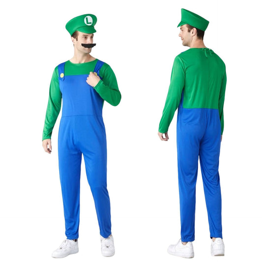 Super Mario Adult Costume - Luigi Green with Hats and Mustache