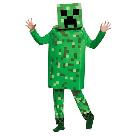 Minecraft Creeper Kids Costume Set with Headgear – Ages 5–10