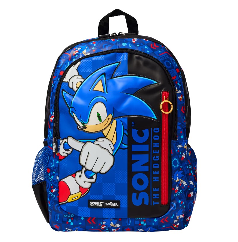 Smiggle Sonic The Hedgehog Classic Backpack – 3 Compartment School & Adventure Bag