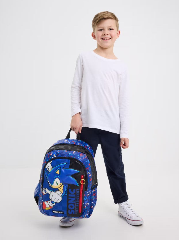 Smiggle Sonic The Hedgehog Classic Backpack – 3 Compartment School & Adventure Bag