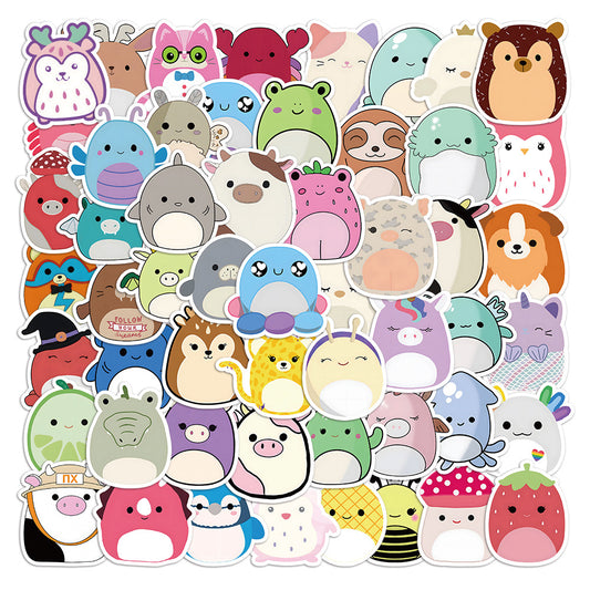 50PCS Squishmallows Doodle Stickers – Waterproof & Sunproof Vinyl Decals