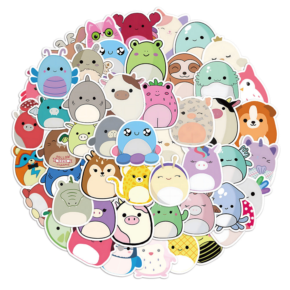 50PCS Squishmallows Doodle Stickers – Waterproof & Sunproof Vinyl Decals