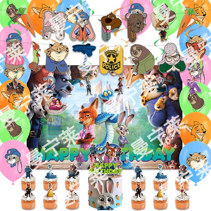 Zootopia 2 Birthday Party Decorations Kit – Banner, Balloons, Cake Toppers & Backdrop for Kids Birthday Party Supplies