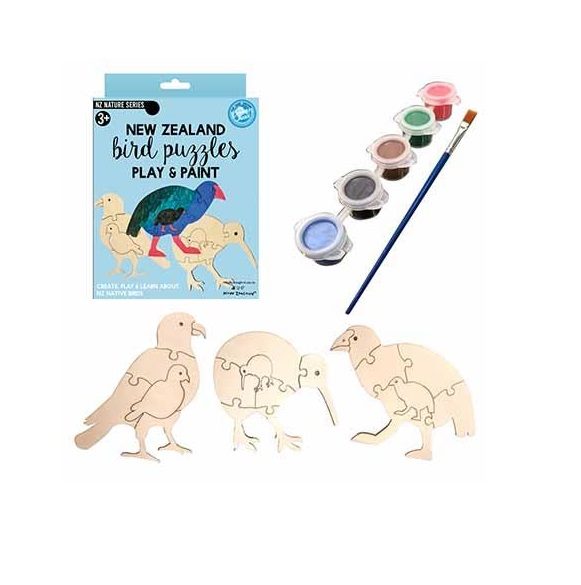 Wooden Puzzle NZ Bird Set & Paint