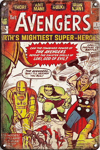 Marvel Avengers Vintage comic style  Marvel Comics Metal Sign