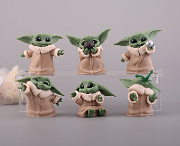 6pcs Star Wars Mandalorian Baby yoda cake Figures Collectable