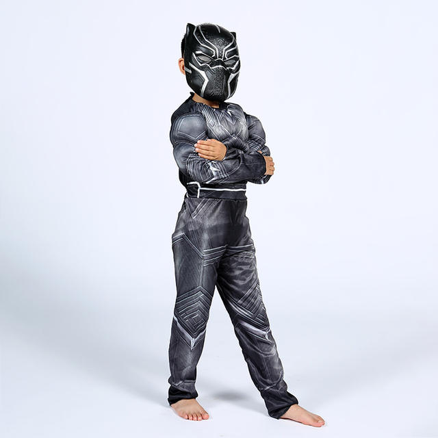 Marvel Avengers Black Panther Children Costume + Mask Set (Muscular st