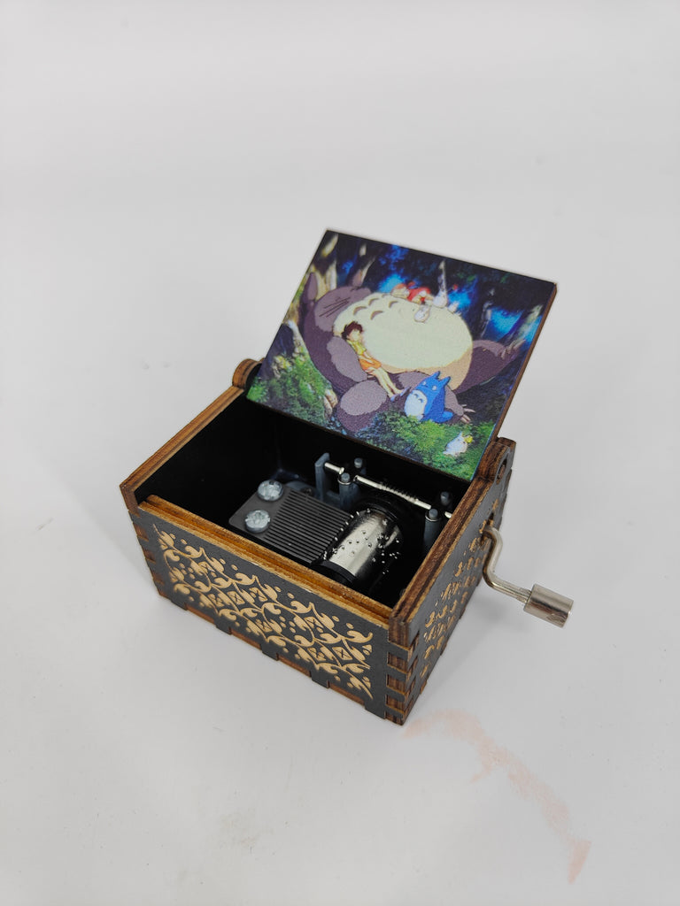 Studio Ghibli Totoro Music Box Hand Crank Carved Wooden Musical Box