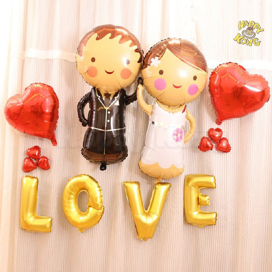 Wedding Couple Balloon Set Foil Helium Balloon for Party
