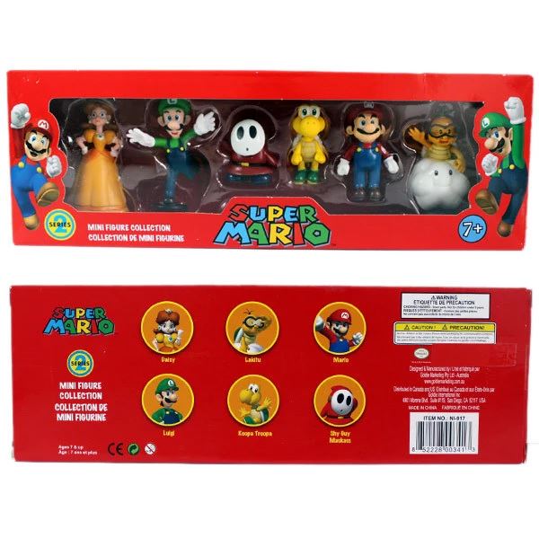 6PCS Super Mario Figures Toy, Cake Topper Box Set