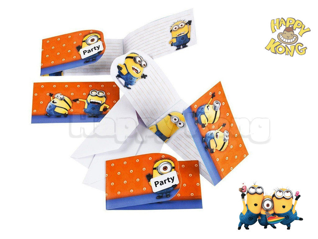 Minions party invitation cards pack of 6