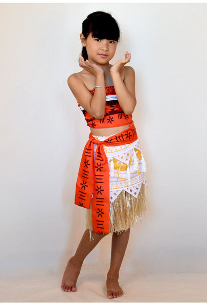 Moana Costume Kids  with Top+ Grass dress +tutu dress +Bells + top strap