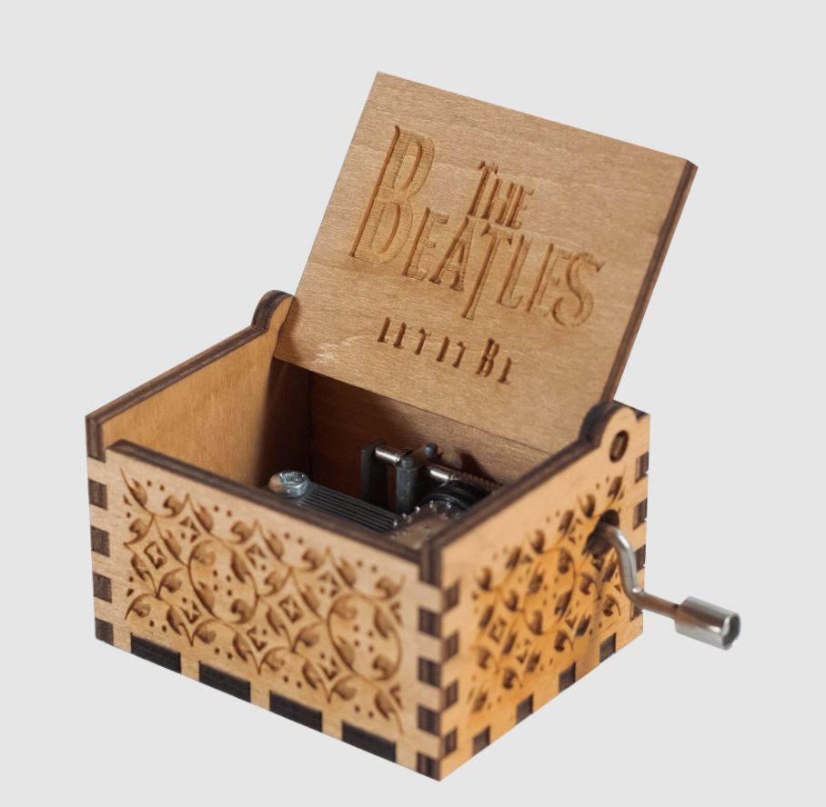 The Beatle Let it Be Music Box Hand Crank Carved Wooden Musical Box