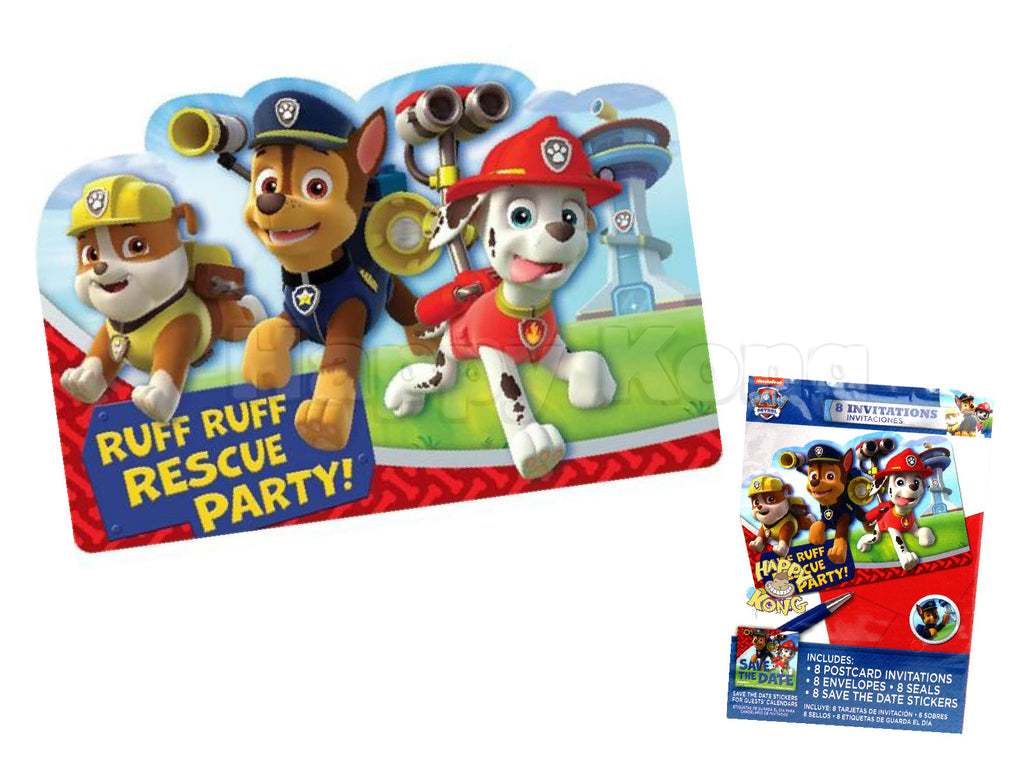 Paw Patrol Party Invitation Cards Pack of 8