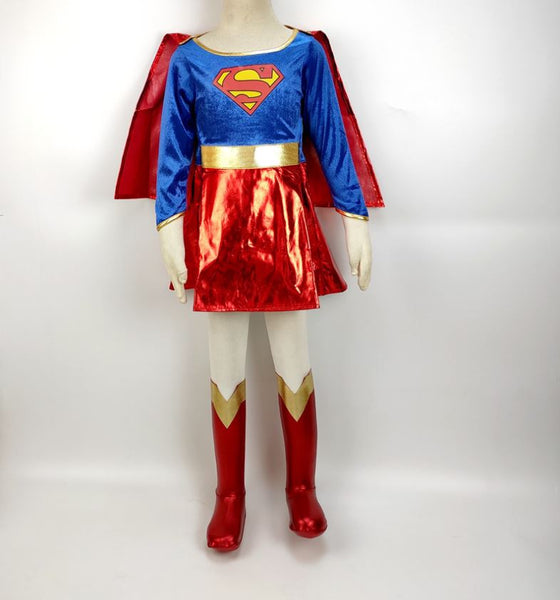 Super Girl Children Costume + 3pcs Set