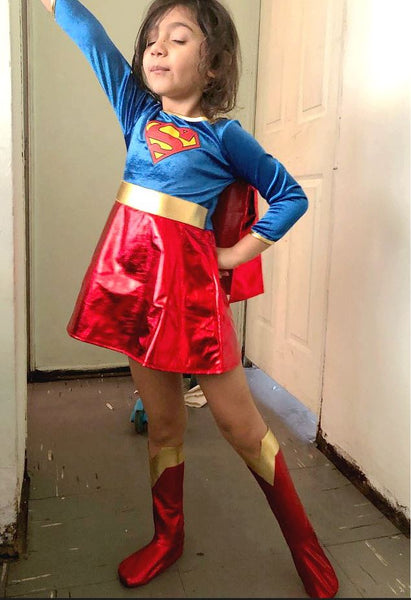 Super Girl Children Costume + 3pcs Set