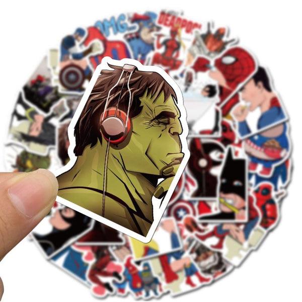 Super Heroes Daily Marvel/DC  STICKERS 50PCS - no repeat, sun/water proof