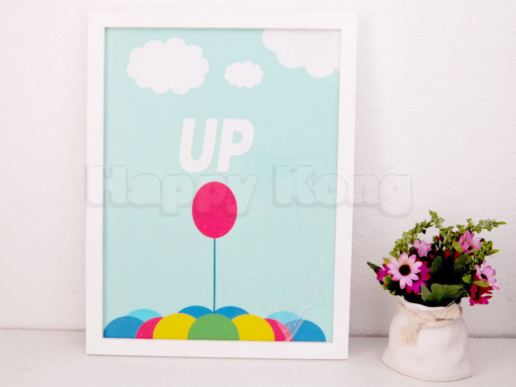 Wall Art Kids room decor Canvas with frame  -  "Up"