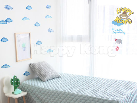 Stylish Watercolors Clouds wall decor stickers set 18 pcs