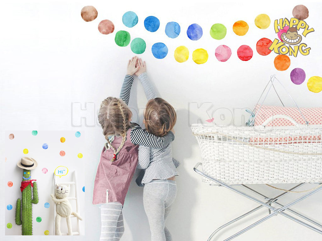Stylish Watercolors Colorful Watercolors Dots wall decor stickers set