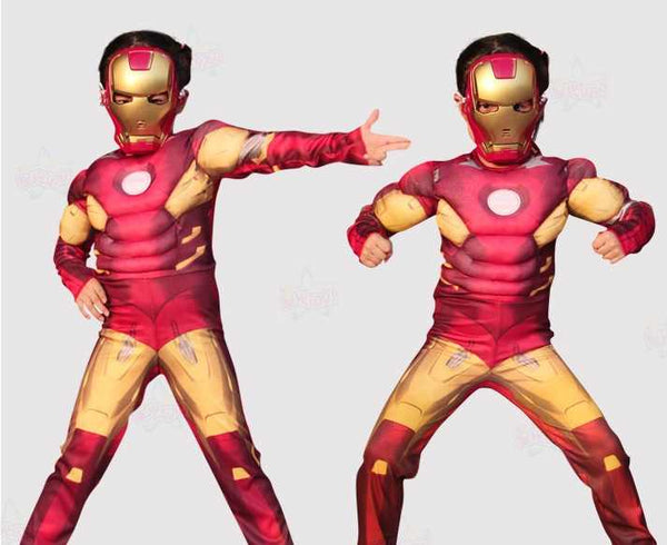 Marvel Ironman Children Costume + Mask Set (Muscular style )