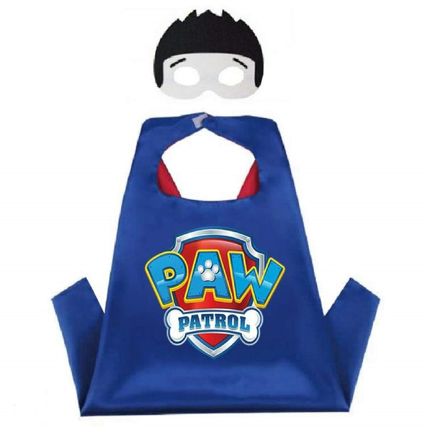 Paw Patrol Kids Party Mask and Cape Badge on the cape