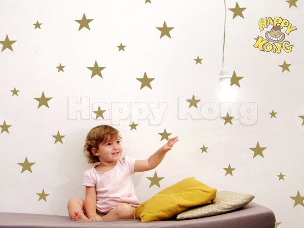 Stars Baby Nursery wall decor stickers set of 40pcs gold